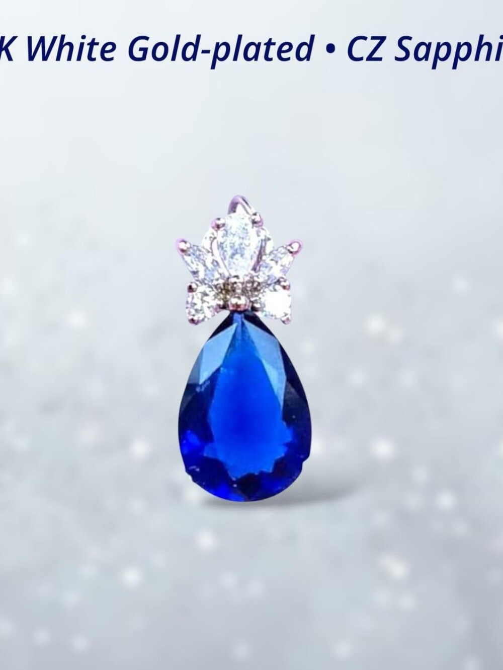 18K White Gold-Plated Sapphire CZ Cluster Pendant